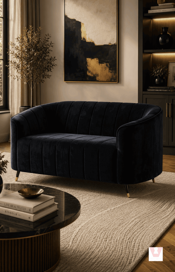 Curved Velvet 2 Seater Sofa