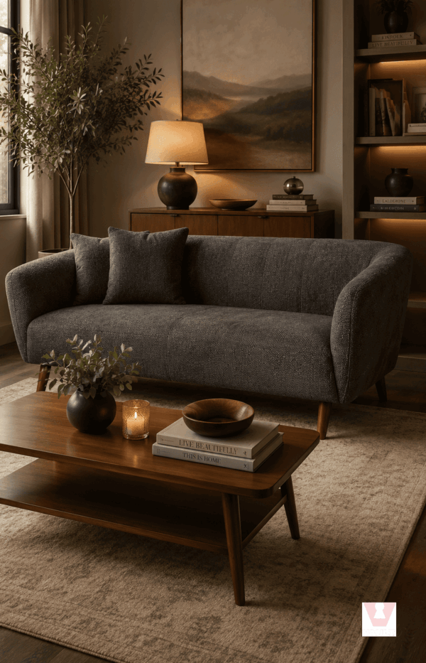 Modern Curved Fabric Sofa