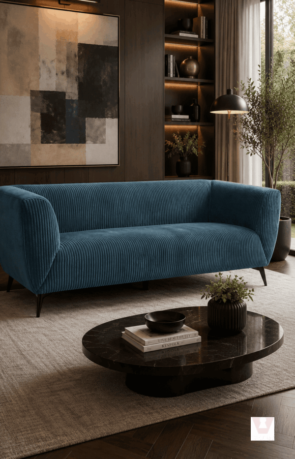 Modern Ribbed Fabric Sofa