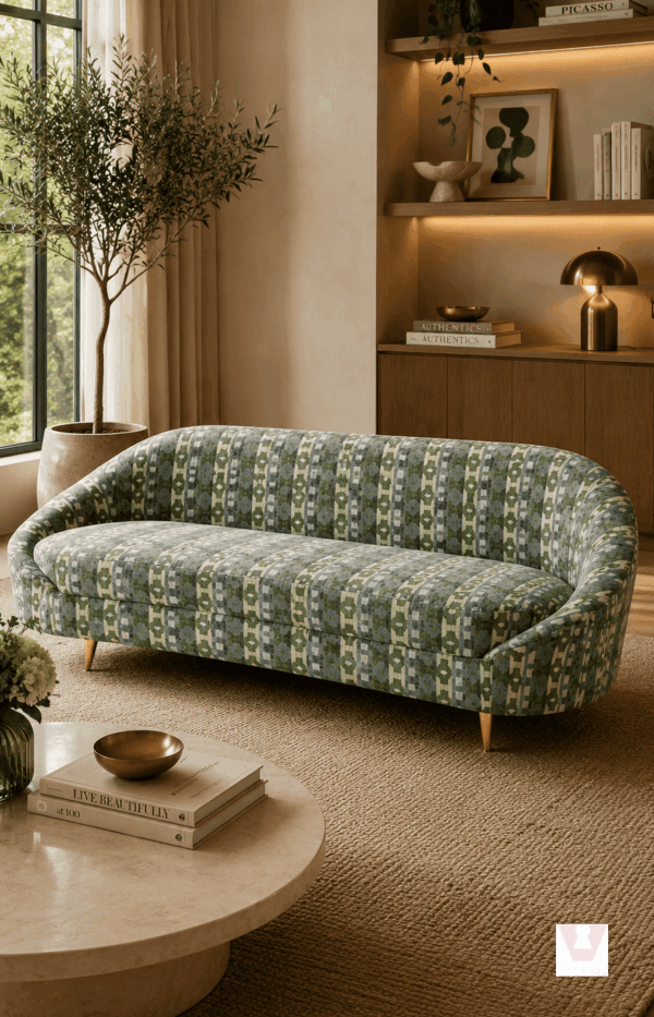 Contemporary Patterned Chaise Sofa